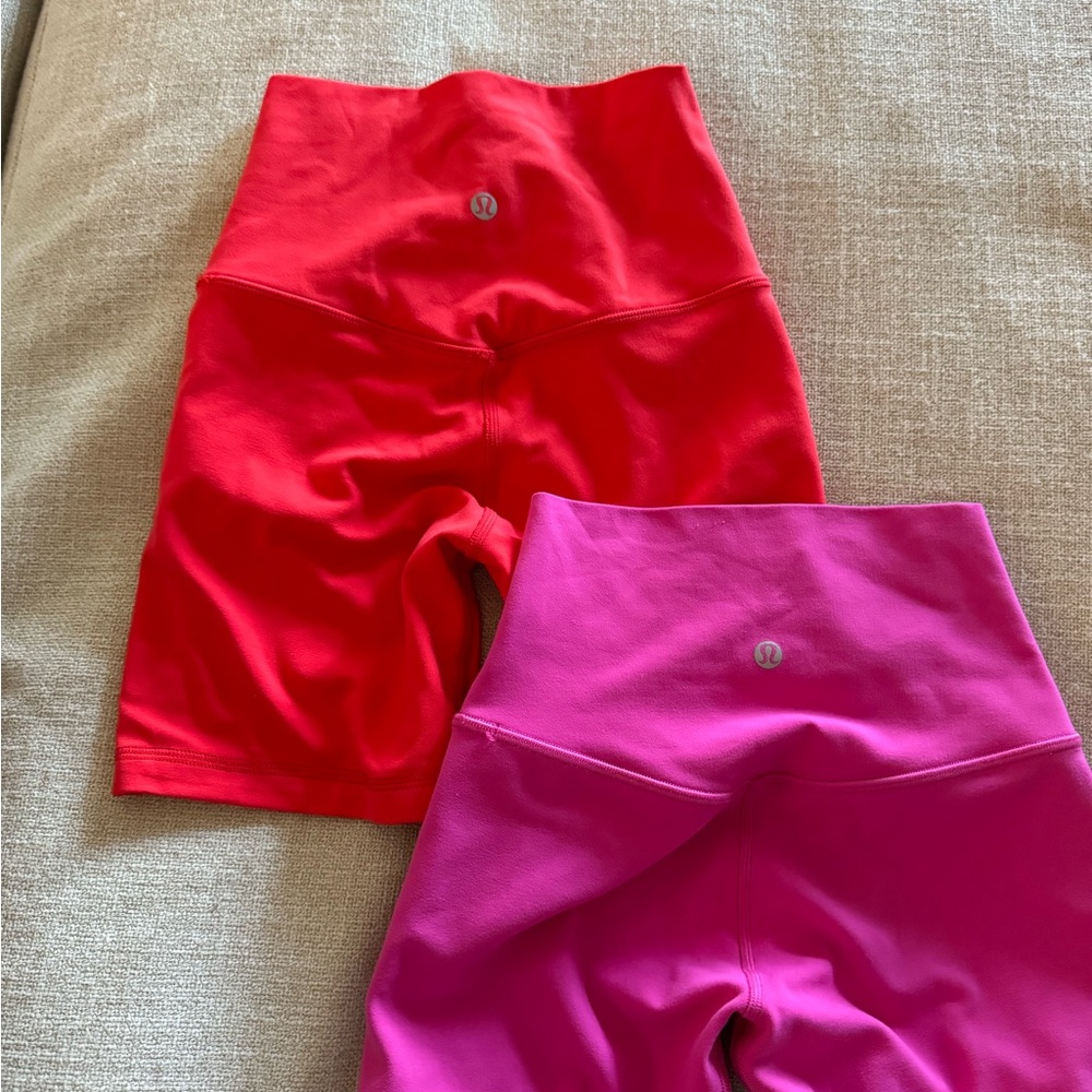 Lululemon align shorts: love red & sonic pink